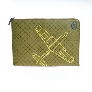 Trussardi Plane Design Pouch Men Green Clutches